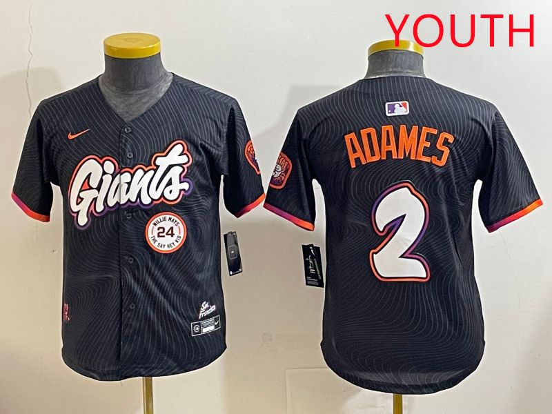 Youth San Francisco Giants 2 Adames Black Joint Name 2025 Nike MLB Jersey style 11